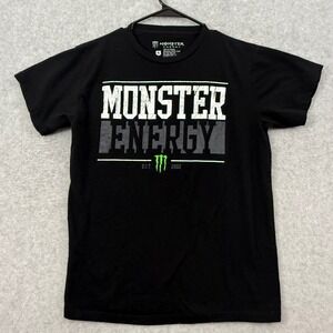 Monster Energy Shirt Mens Medium Black Graphic Tee Short Sleeve Est 2002 Cotton
